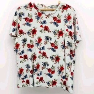 Stella Tweed Relaxed Red and Blue Boxy Tee